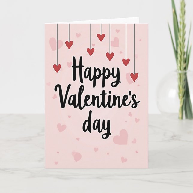 Pink Script Happy Valentines Day Card Kort (Framsida)