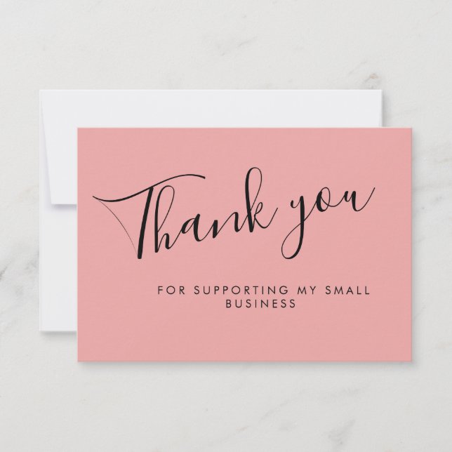 Pink Script Thank You Card Discount Review Busines Tack Kort (Framsida)