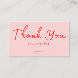 Pink Script Thank You Card Made With Love Business Visitkort