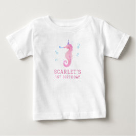Pink Seahorse 1st birthday T Shirt