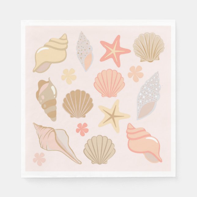 Pink Seashells Pattern Pappersservett (Framsidan)