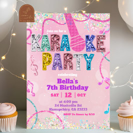 Pink Sequin Glitter Karaoke Party Birthday Invitat Inbjudningar