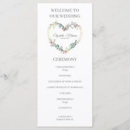 Pink Shades Heart on Wildflowers for Wedding Program