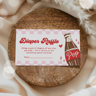 Pink She's Ready to Pop Baby Shower Diaper Raffle Tilläggskort