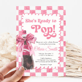 Pink She's Ready to Pop Baby Shower Invitation Inbjudningar