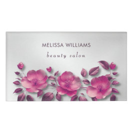 Pink Shiny Metallic Flower Silver