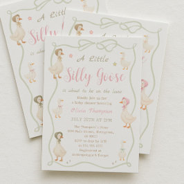 Pink Silly Goose Baby Shower Invitation Inbjudningar