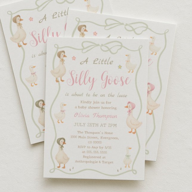 Pink Silly Goose Baby Shower Invitation Inbjudningar (Skapare uppladdad)