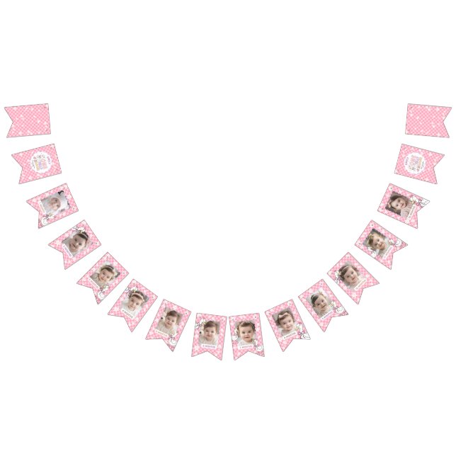 Pink Silly Goose-Girl First Birthday Monthly Photo Vimplar (Alla)
