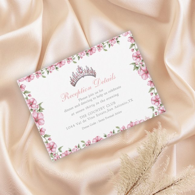 Pink Silver Mis Quince Glitter Quinceañera Tilläggskort (Skapare uppladdad)