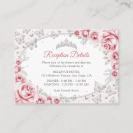 Pink Silver Quinceanera Reception Details Tilläggskort