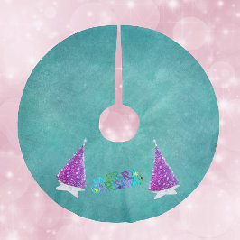 Pink Silver Shiny Trees Merry Christmas Colourful Julgransmatta Borstad Polyester