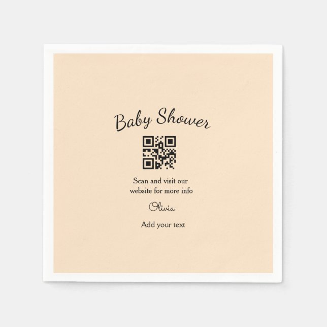Pink simple baby shower q r code add name text thr pappersservett (Framsidan)