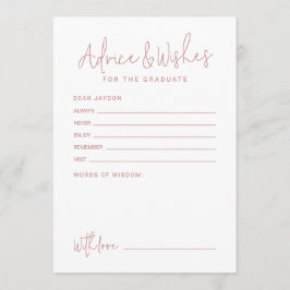 Pink Simple Modern Script Graduate advice & wishes Rådkort