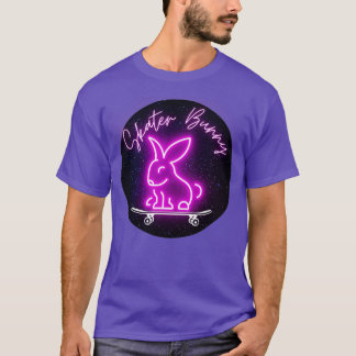Pink Skater Bunny on Skateboard T Shirt