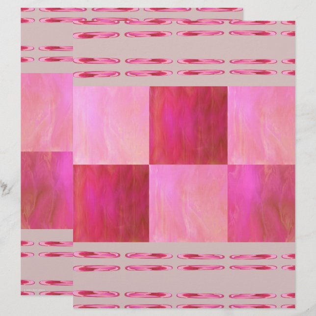 Pink Skies Tiles Scrapbook Paper 2-Sided Page (Fram/baksida)