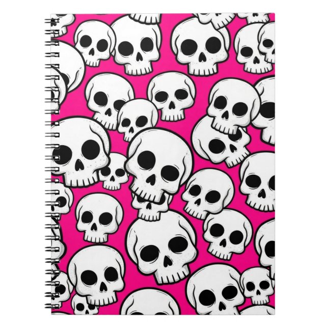 Pink Skull Pattern Anteckningsbok (Framsidan)