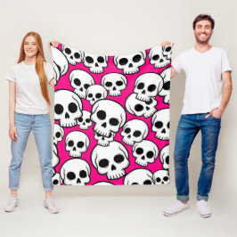 Pink Skull Pattern Fleece Blanket