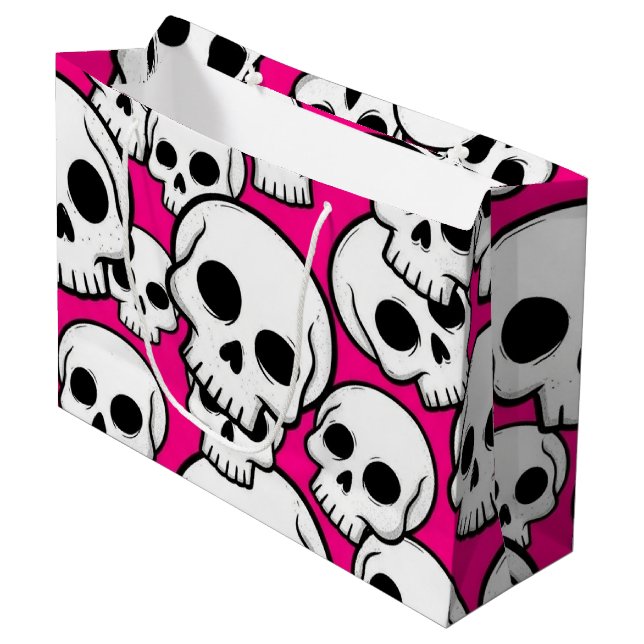 Pink Skull Pattern Gift Bag  (Framsidan Vinklad)