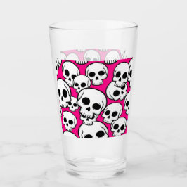 Pink Skull Pattern Glass Cup Glaskopp