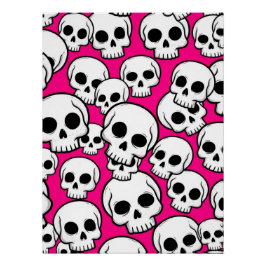 Pink Skull Pattern Glossy Poster Perfect Poster