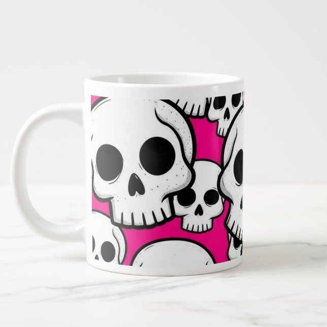Pink Skull Pattern Jumbo Specialty Mug Jumbo Mugg (Vänster)