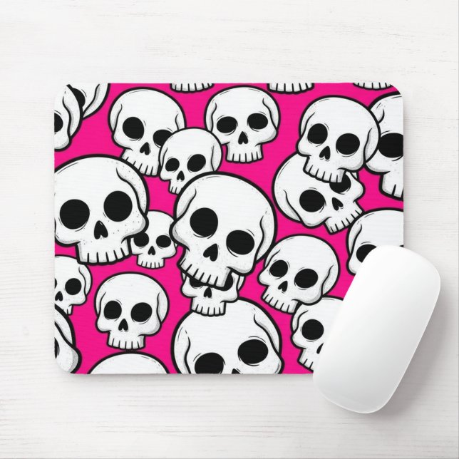 Pink Skull Pattern Mousepad Musmatta (Med mus)