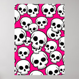 Pink Skull Pattern Poster