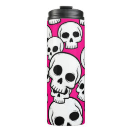 Pink Skull Pattern Thermal Tumbler