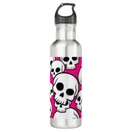 Pink Skull Pattern Water Bottle