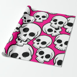 Pink Skull Pattern Wrapping Paper Presentpapper