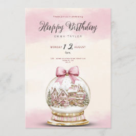  pink snowball birthday invitation inbjudningar