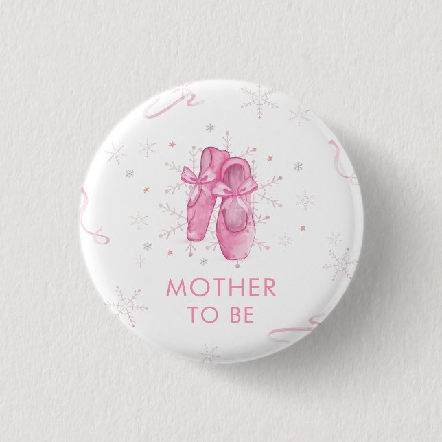 Pink Snowflake Ballerina Mother To Be Baby Shower  Knapp (Framsida)