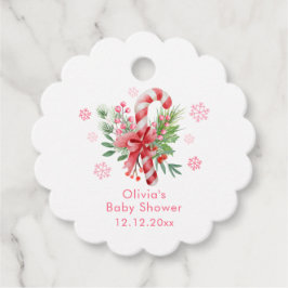 Pink Snowflake Festive Candy Girl Baby Shower Gåvor Etiketter
