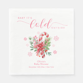 Pink Snowflake Festive Candy Girl Baby Shower Pappersservett