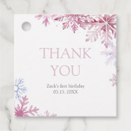 Pink Snowflake Square Favor Tags Gåvor Etiketter
