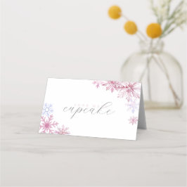 Pink Snowflake Tent Menu Card Placeringskort