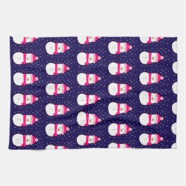 Pink Snowman with Snow Flurry  Kökshandduk