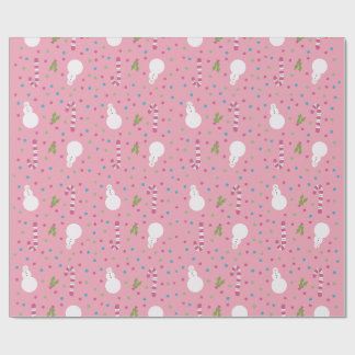 Pink Snowman Wrapping Paper  Presentpapper