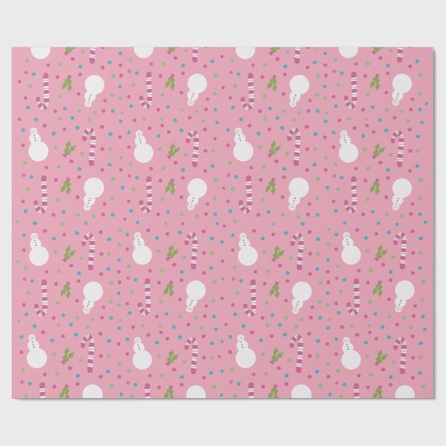 Pink Snowman Wrapping Paper  Presentpapper (Platt)