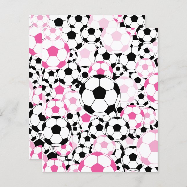 Pink Soccer Ball Pattern Scrapbook Craft Paper (Fram/baksida)