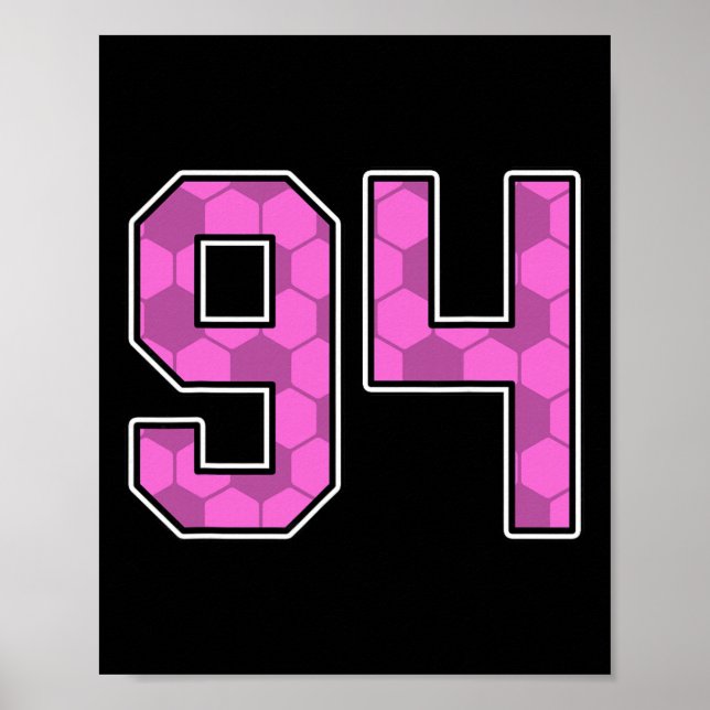 Pink Soccer Pattern Number 94 Jersey Player Unifor Poster (Framsidan)