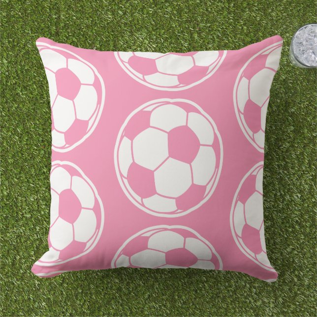 Pink Soccer Pattern Screwball Graphics Kudde (Gräs)