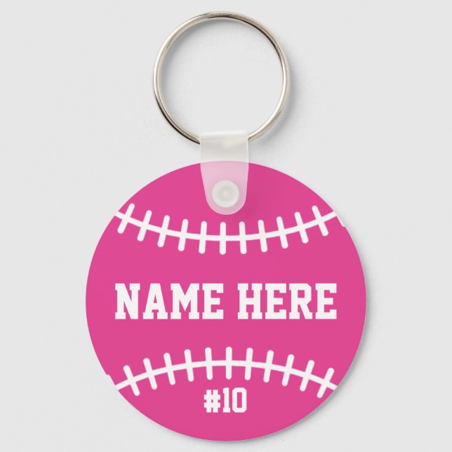 Pink Softball Keychain Girls Team Athletes Player Nyckelring (Framsida)