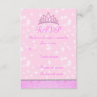 Pink Sparkle Prinsessa RSVP OSA Kort