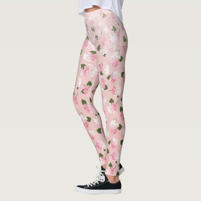 Pink Sparkle Vintage Garden Blossoms Leggings (Vänster)