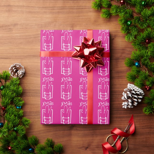 Pink Sparkling Xmas Presentpapper (Julgåva)