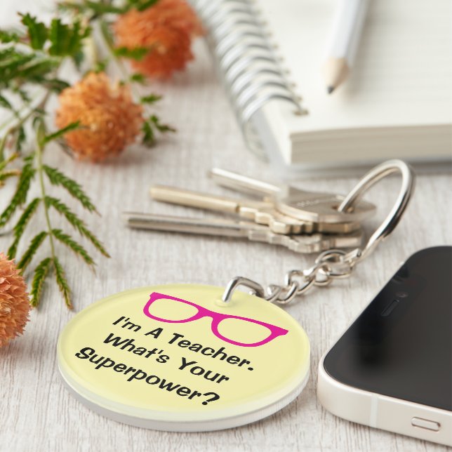 Pink spectacles funny teacher keychain gift (Högra Framsidan)