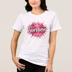 Pink Splash Survivor-skrift T Shirt