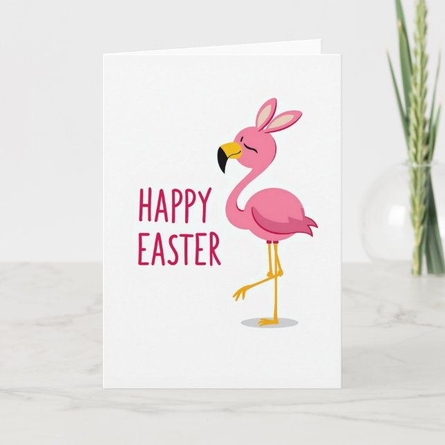 Pink Spring Bird Easter Card Kort (Framsida)